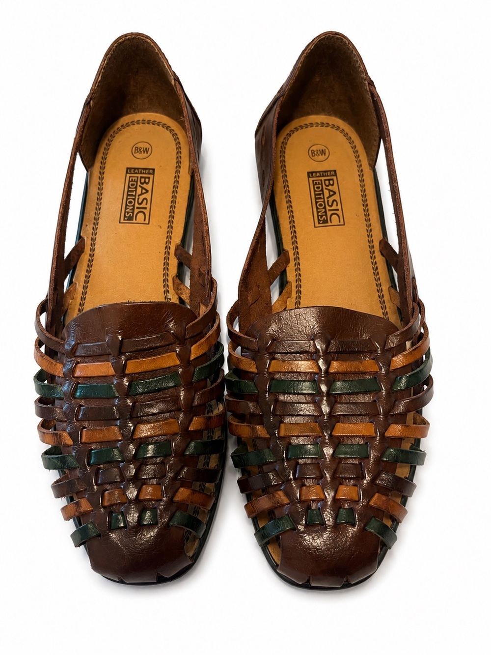 Vintage Basic Editions Leather Huarache Flats 8.5W Brazil